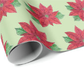 Poinsettia Wrapping Paper - Mint background Cadeaupapier (Rol Hoek)
