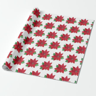 Poinsettia Wrapping Paper - Witte achtergrond Cadeaupapier