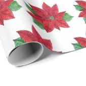 Poinsettia Wrapping Paper - Witte achtergrond Cadeaupapier (Rol Hoek)