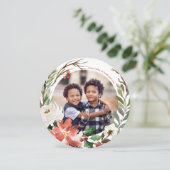 Poinsettia Wreate kerstfeestdag fotokaart Feestdagenkaart (Staand voorkant)