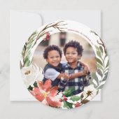 Poinsettia Wreate kerstfeestdag fotokaart Feestdagenkaart (Voorkant)