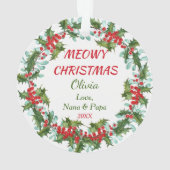 Poinsettia Wreath Black Cat Grandchild Ornament (achterkant)