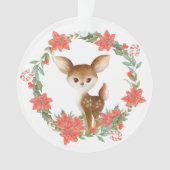Poinsettia Wreath Candy Cane Deer Granddochter Ornament (voorkant)
