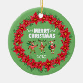 Poinsettia Wreath Dansrendierkerst Keramisch Ornament (Voorkant)