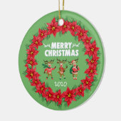 Poinsettia Wreath Dansrendierkerst Keramisch Ornament (Links)