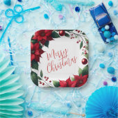 Poinsettia Wreath – Elegant Christmas Florals Papieren Bordje (Feest)