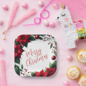 Poinsettia Wreath – Elegant Christmas Florals Papieren Bordje (Feest)