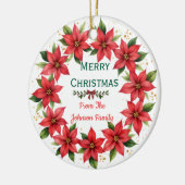 Poinsettia Wreath Family Christmas Ornament (Links)