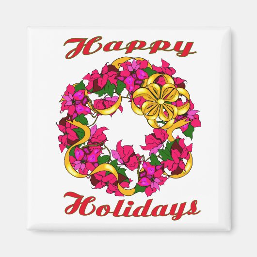 Poinsettia Wreath Magnet (Voorkant)