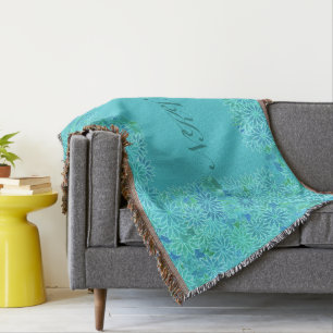 Poinsettia Wreath met Monogram, Turquoise Deken