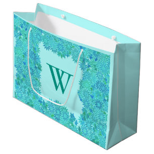 Poinsettia Wreath met Monogram, Turquoise Large Cadeautasje