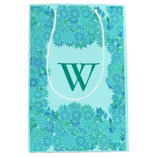 Poinsettia Wreath met Monogram, Turquoise Medium Cadeauzakje