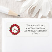Poinsettia Wreath Personalized Return Address Etiket (Insitu)