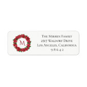 Poinsettia Wreath Personalized Return Address Etiket (Voorkant)