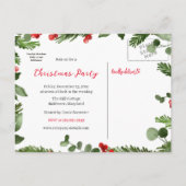 Poinsettia Wreath Save the Date Kerstparty Aankondigingskaart (Achterkant)