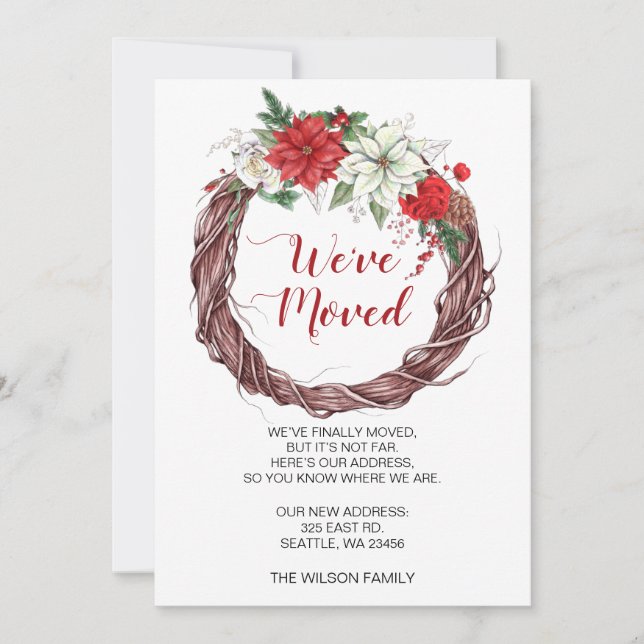 Poinsettia Wreath We hebben vakantieaankondiging v (Voorkant)