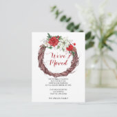 Poinsettia Wreath We hebben vakantieaankondiging v Briefkaart (Staand voorkant)