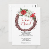 Poinsettia Wreath We hebben vakantieaankondiging v Briefkaart (Voorkant / Achterkant)