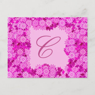 Poinsettia Wreator met monogram, Fuchsia Pink Briefkaart