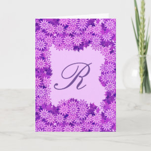 Poinsettia Wreator met Monogram, Violet Paars Feestdagen Kaart