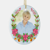 Poinsettia Wreator Photo Memorial Kerstmis Keramisch Ornament (Rechts)