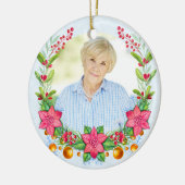 Poinsettia Wreator Photo Memorial Kerstmis Keramisch Ornament (Links)