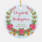 Poinsettia Wreator Photo Memorial Kerstmis Keramisch Ornament (Achterkant)