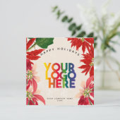 Poinsettia Zakelijk Logo Kerst Feestdagenkaart (Staand voorkant)