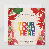 Poinsettia Zakelijk Logo Kerst Feestdagenkaart (Voorkant)