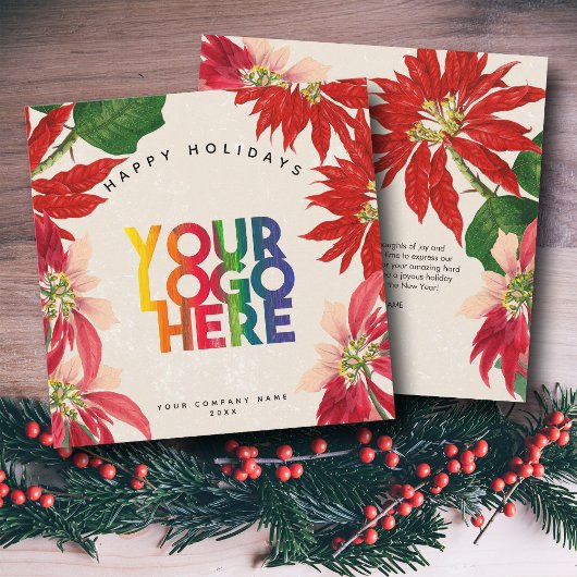 Poinsettia Zakelijk Logo Kerst Feestdagenkaart
