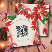 Poinsettia Zakelijk QR Code Kerst Feestdagenkaart
