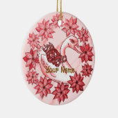 Poinsettia Zwaan Keramisch Ornament (Rechts)