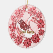 Poinsettia Zwaan Keramisch Ornament (Links)