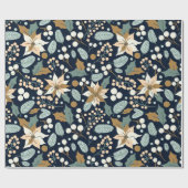 Poinsettia zwarte achtergrond wintervakantie wrapp cadeaupapier (Vlak)