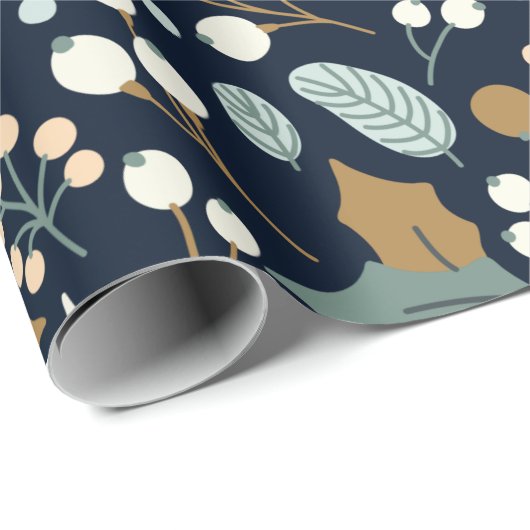 Poinsettia zwarte achtergrond wintervakantie wrapp cadeaupapier (Rol Hoek)