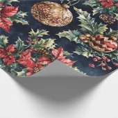 Poinsettias and Ornaments Cadeaupapier (Hoek)