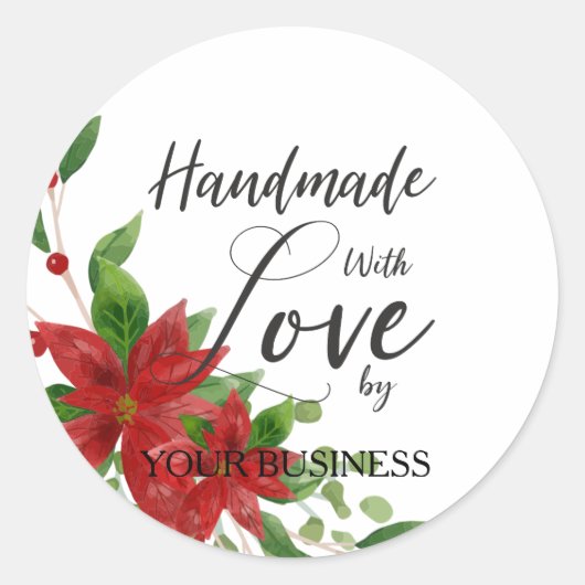 Poinsettias and Quote for Crafts Articles Handmade Ronde Sticker (Voorkant)