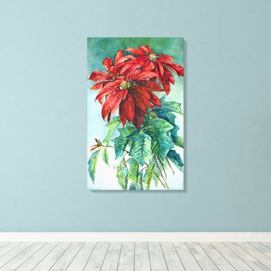 Poinsettias Art Wrapped Canvas (Insitu (Houten vloer))