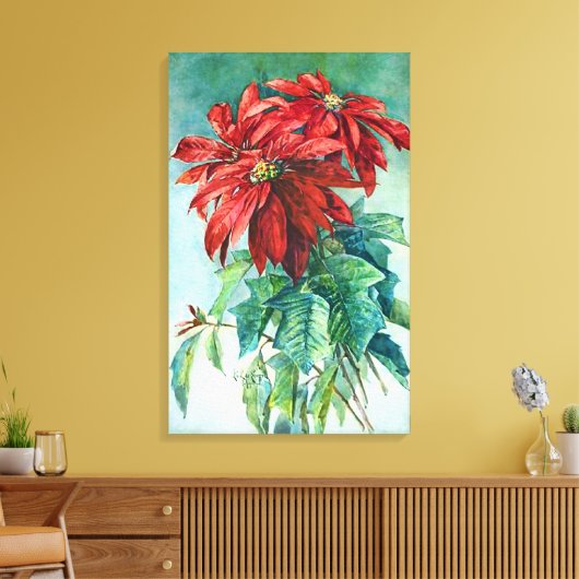 Poinsettias  Art Wrapped Canvas (Insitu (Woonkamer))
