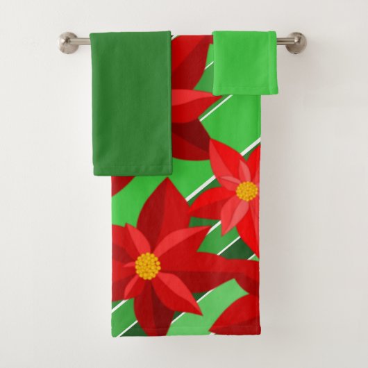 Poinsettias Bath Towel Set Bad Handdoek (Insitu)