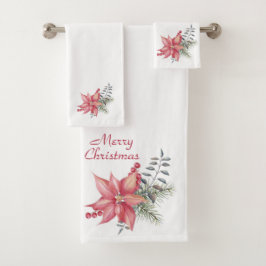 Poinsettias Bath Towel Set Bad Handdoek