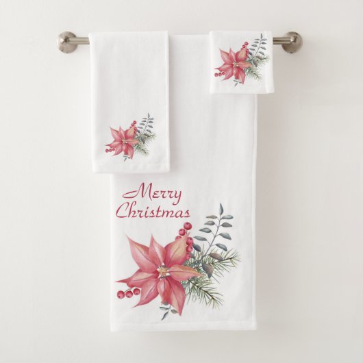 Poinsettias Bath Towel Set Bad Handdoek (Insitu)
