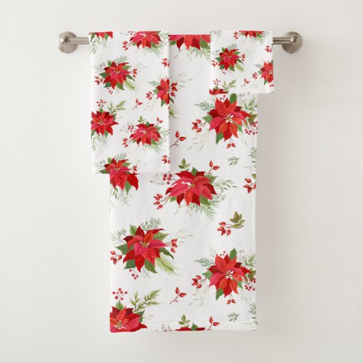 Poinsettias Bath Towel Set Bad Handdoek (Insitu)