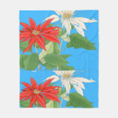 Poinsettias Blauw Fleece Deken (Voorkant)