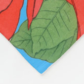 Poinsettias Blauw Fleece Deken (Hoek)