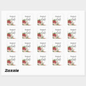 Poinsettias Bouquet Whimsical Handmade with Love Vierkante Sticker (Vel)