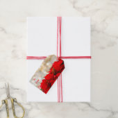 Poinsettias Cadeaulabel (Met Touw)