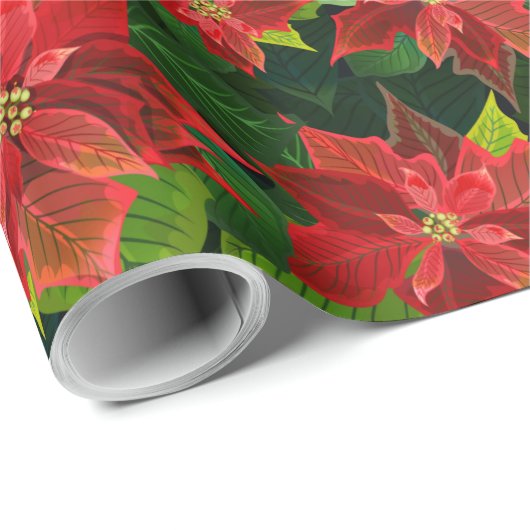 Poinsettias Cadeaupapier (Rol Hoek)