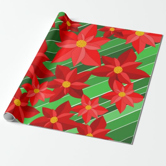 Poinsettias Cadeaupapier (Uitgerold)