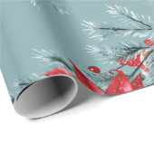 Poinsettias Christmas Blue Spruce Garland Blue Cadeaupapier (Rol Hoek)